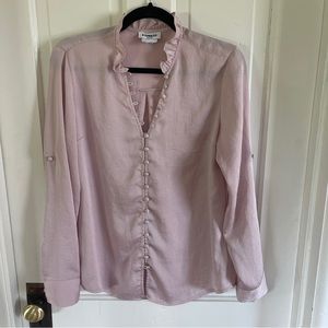 Express Portofino Slim Ruffle Neck Blouse